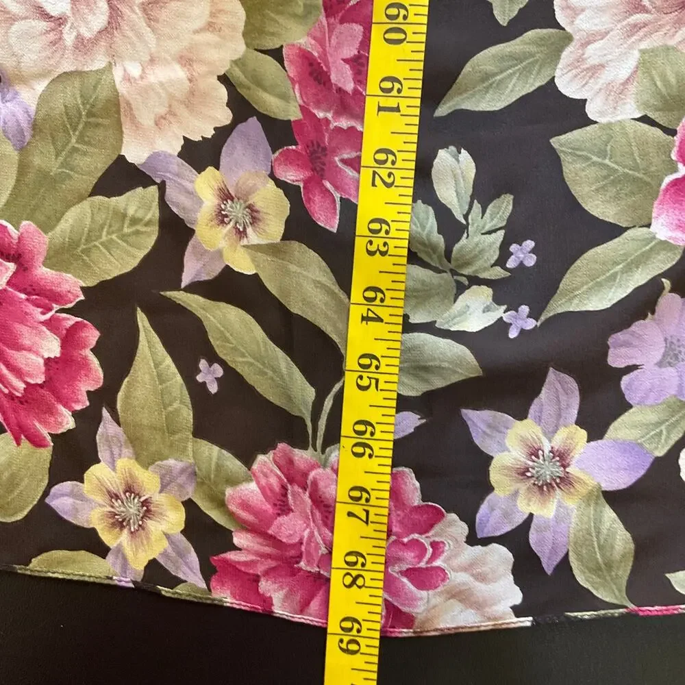Dana Buchman Floral Sheer Scarf Black Pink Cream 20x69 Lightweight Wrap